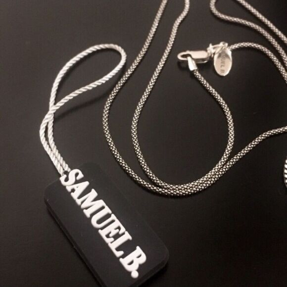 SAMUEL B Sterling Silver Popcorn Necklace Oxidized Caviar Chain 20” NWT - Picture 4 of 9